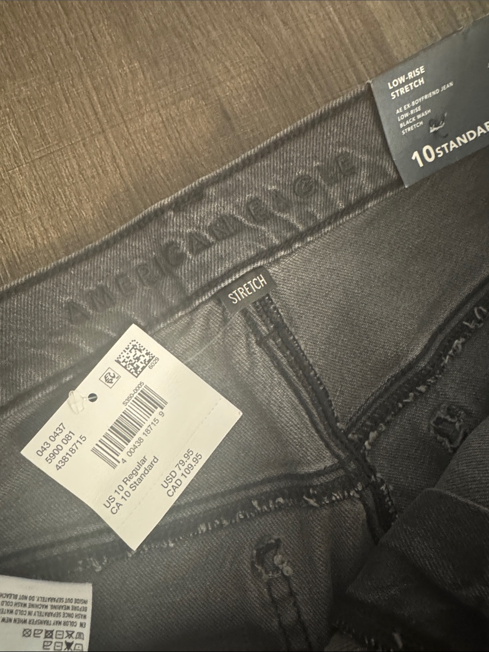 American Eagle Outfitters Washed Black Straight-Leg Jeans with Side Stud Trim - Picture 7 of 8